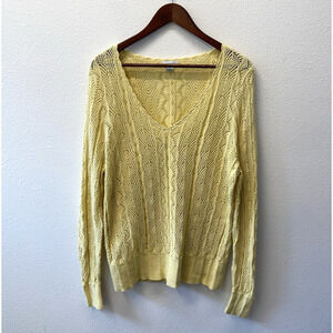 Sundance Linen Sweater Womens Size XXL Butter Yellow Knit Cottagecore Meadow